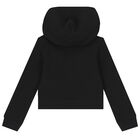 Girls Black Logo Zip Up Top, 1, hi-res