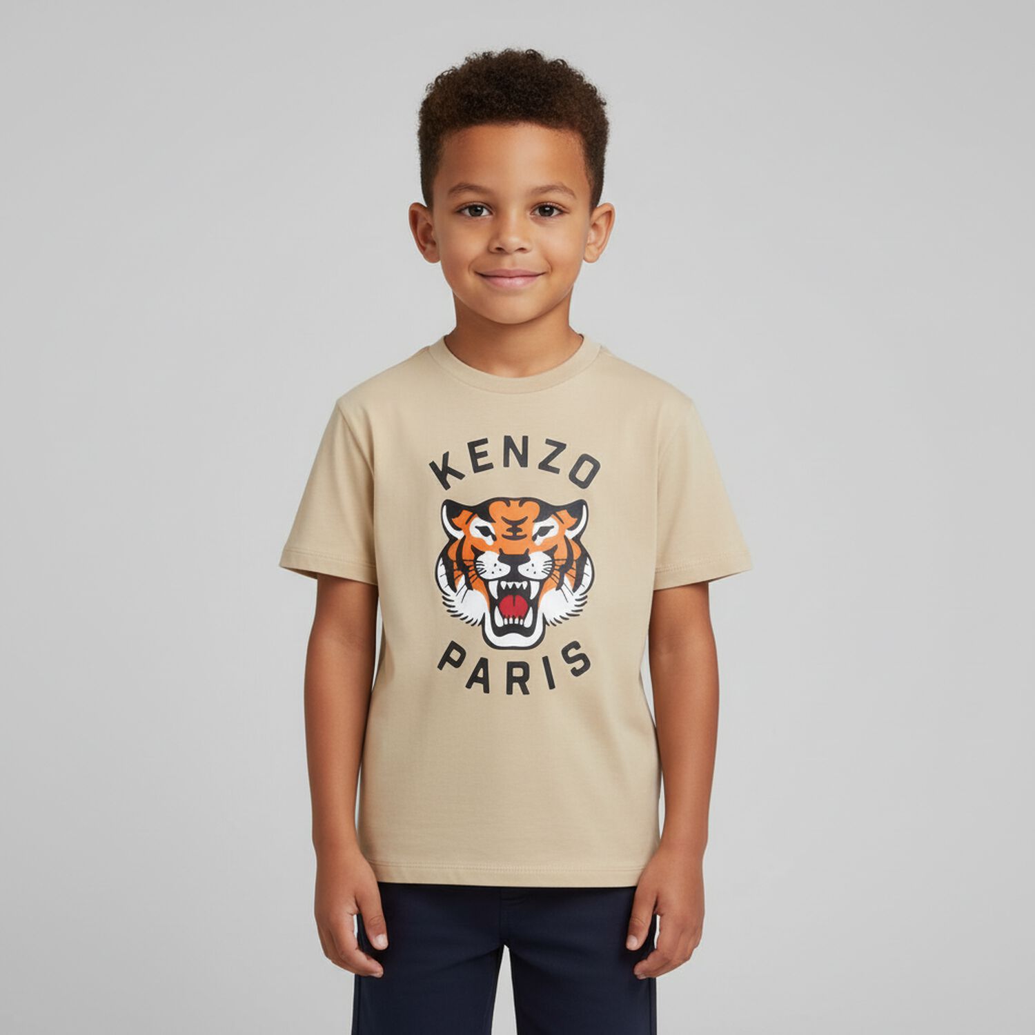 Beige Tiger Logo T-Shirt, 3, hi-res