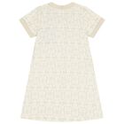 Girls Ivory & Gold Logo Dress, 1, hi-res