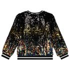 Girls Black & Gold Sequin Sweatshirt, 1, hi-res