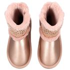 Girls Rose Gold Faux Leather Boots, 4, hi-res