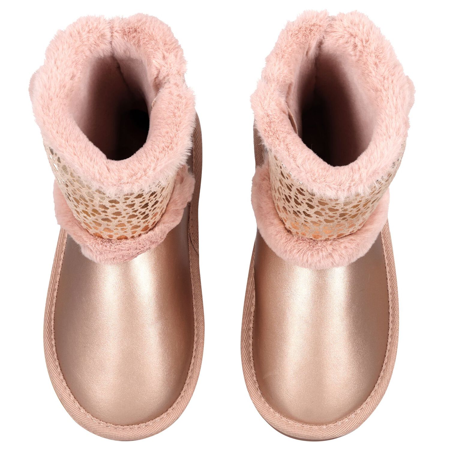 Girls Rose Gold Faux Leather Boots, 4, hi-res image number null