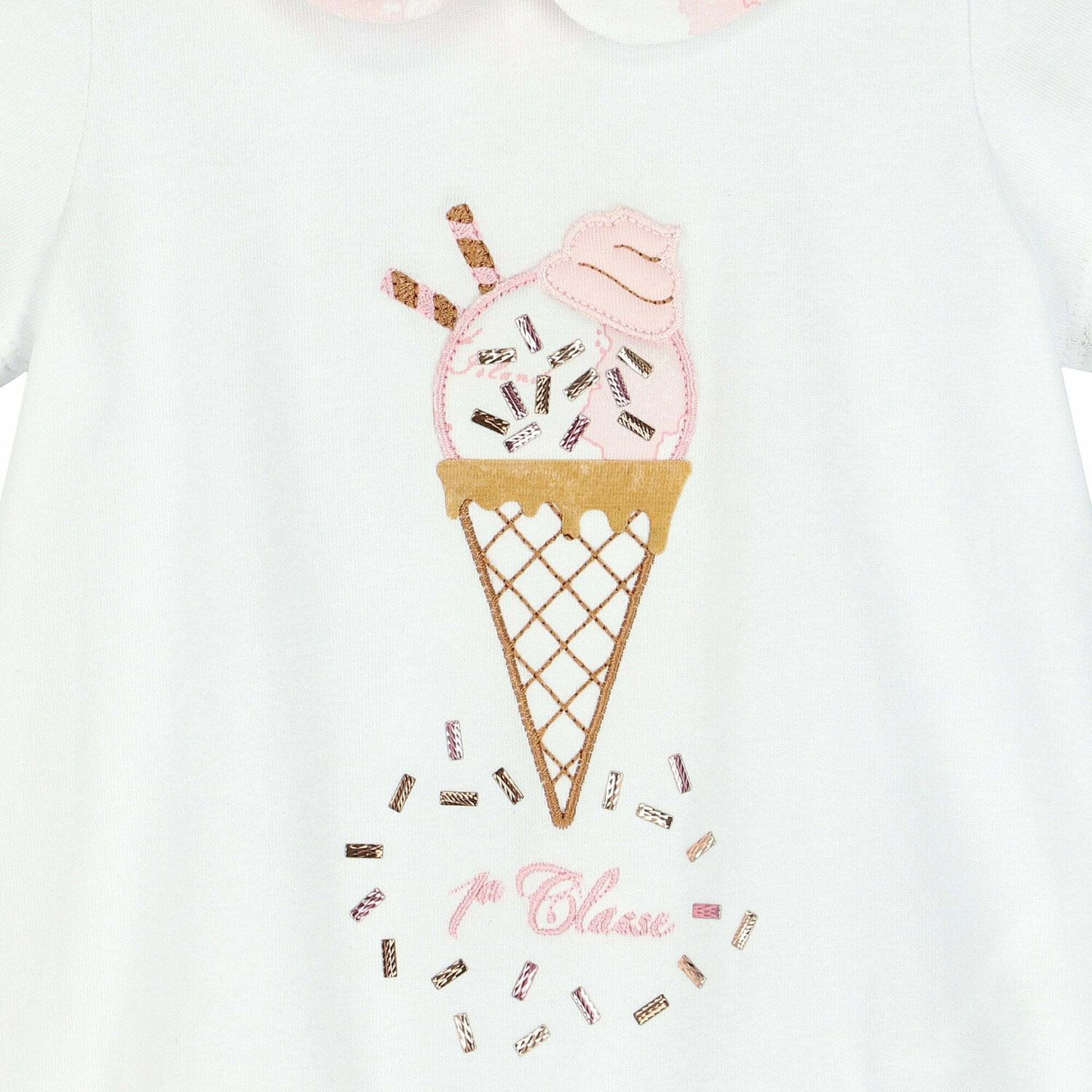 Baby Girls White & Pink Geo Map Romper, 1, hi-res