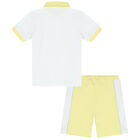 Boys White & Yellow Polo Short Set, 1, hi-res