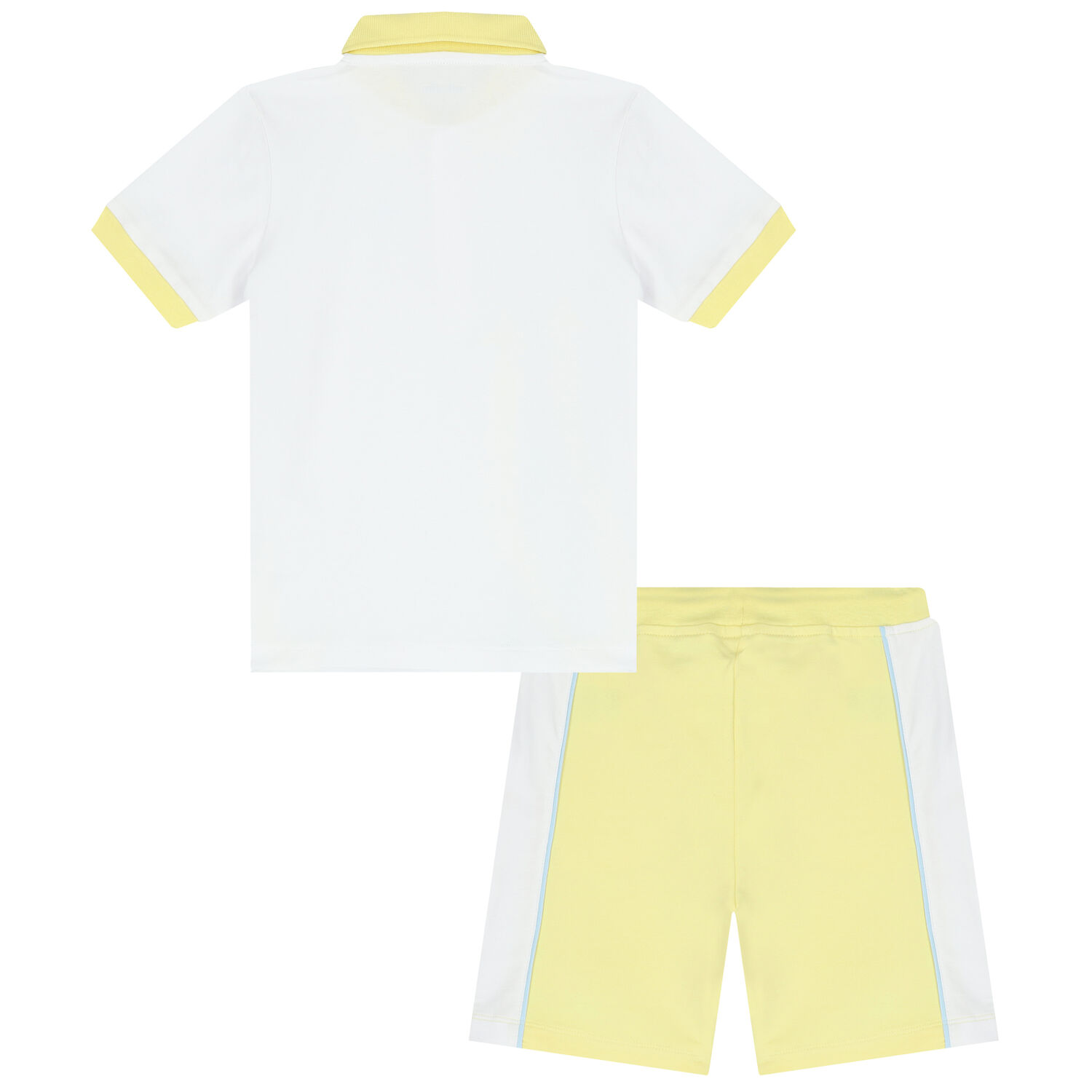 Boys White & Yellow Polo Short Set, 1, hi-res