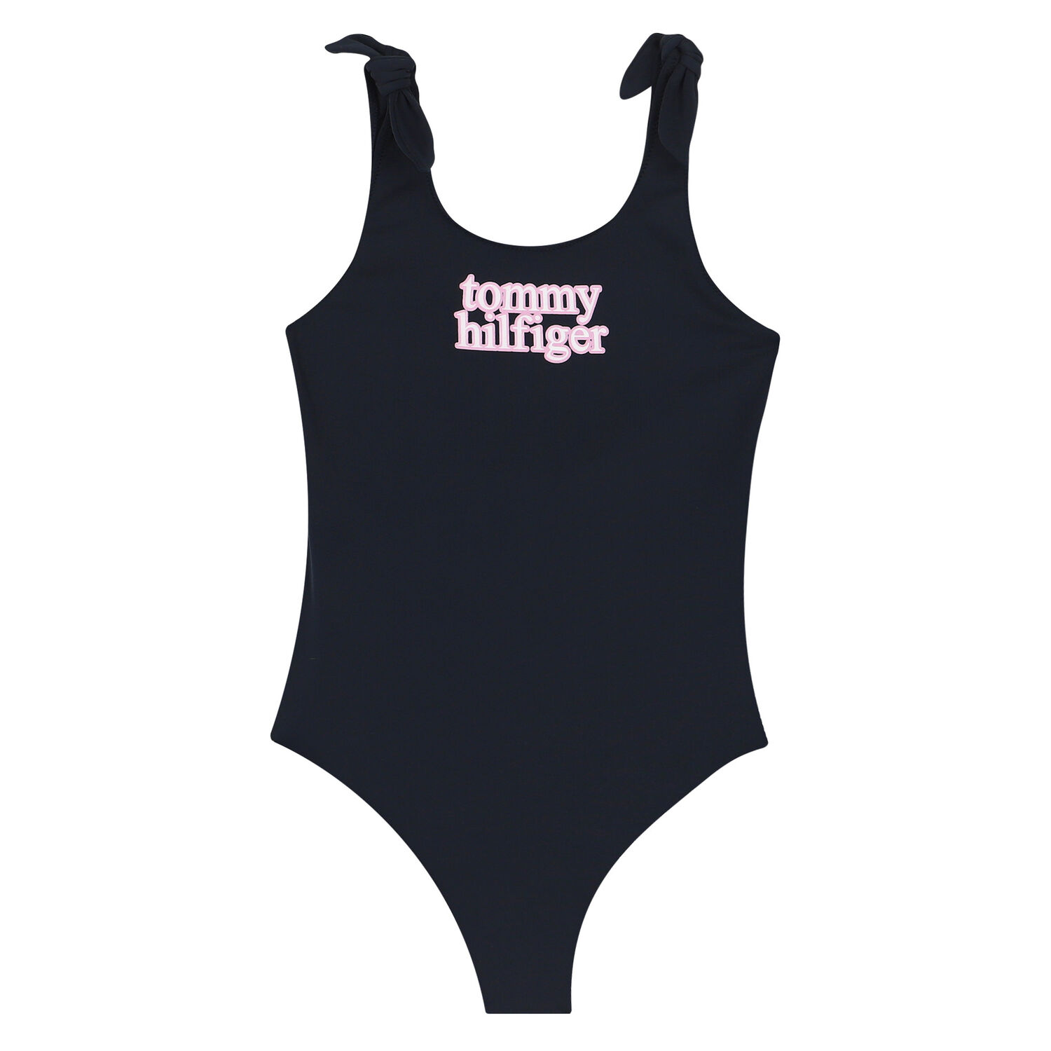 Girls Black Logo Swimsuit, 1, hi-res