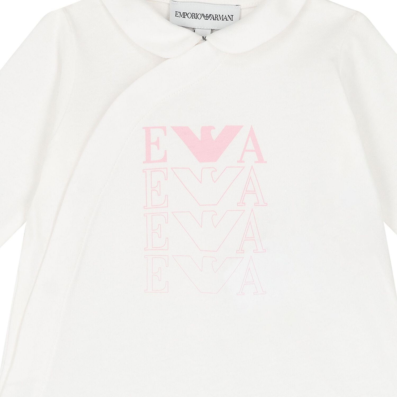 Baby Girls White & Pink Cotton Logo Babygrow, 3, hi-res