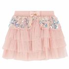 Girls Blush Pink Sequin Tulle Skirt, 1, hi-res