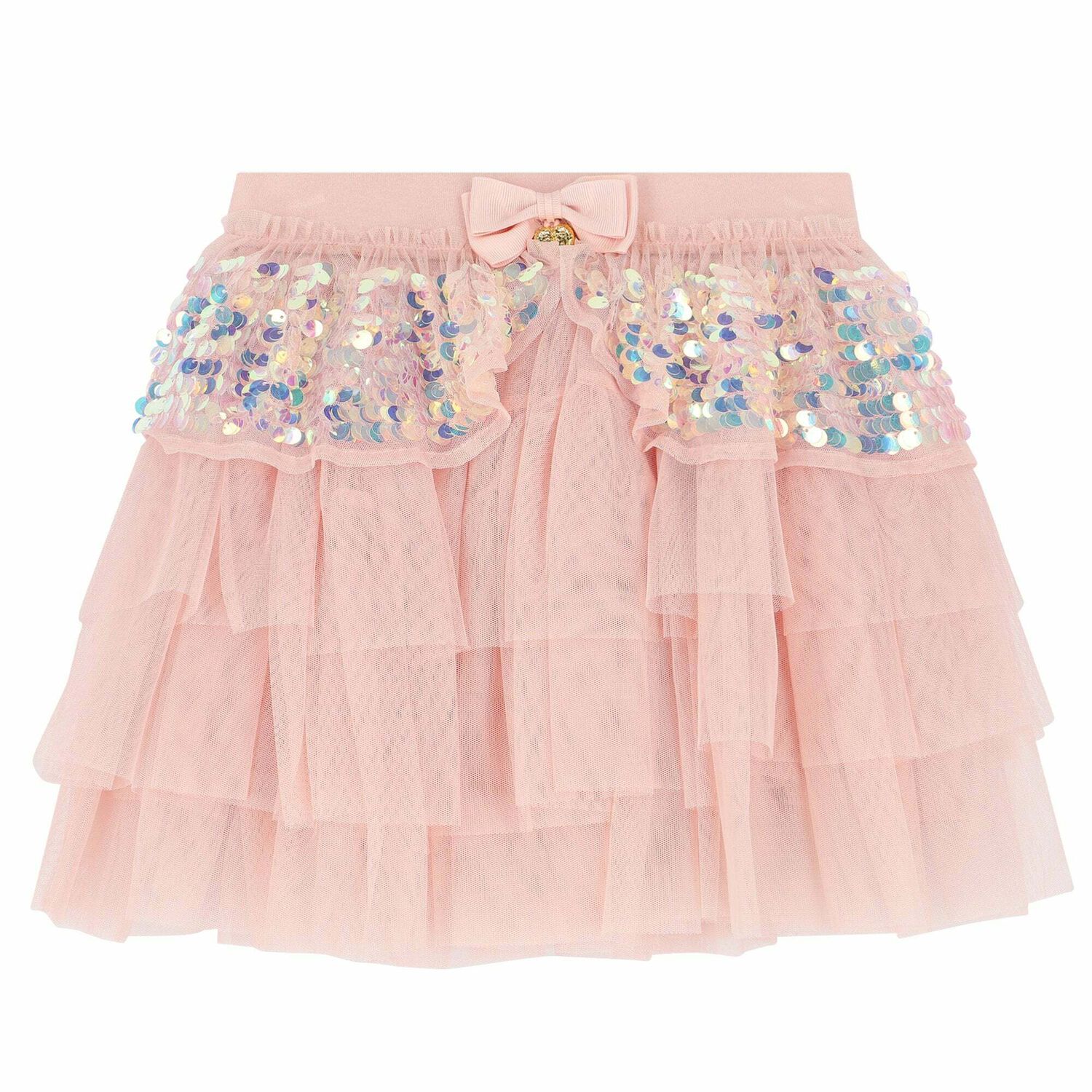 Girls Blush Pink Sequin Tulle Skirt, 1, hi-res