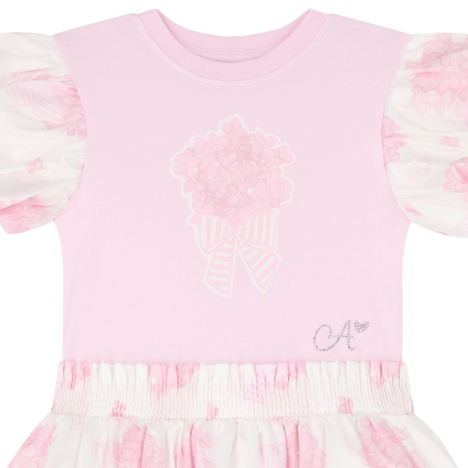 Girls Pink & White Floral Print Dress, 1, hi-res image number null