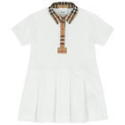 Baby Girls White Check Polo Dress, 1, hi-res
