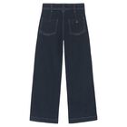 Girls Navy Blue Denim Jeans, 1, hi-res
