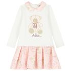 Girls White & Pink Pleated Dress, 1, hi-res