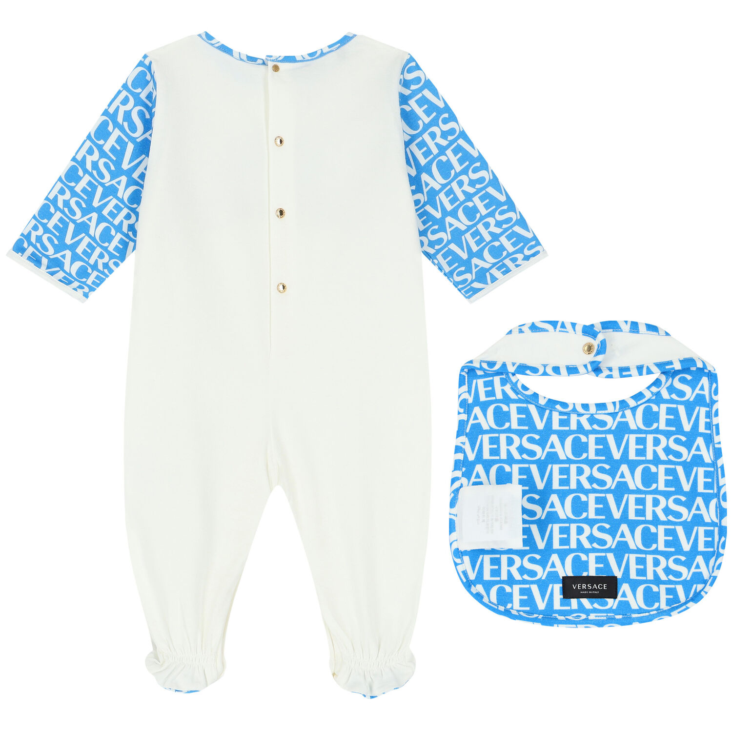 Baby Boys Ivory & Blue Logo Babygrow Set, 2, hi-res