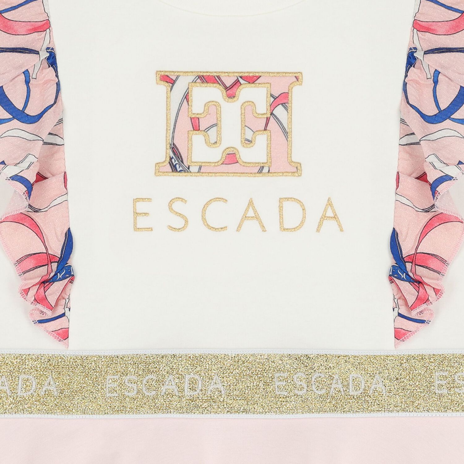 Girls Ivory & Pink Ruffled Dress, 2, hi-res