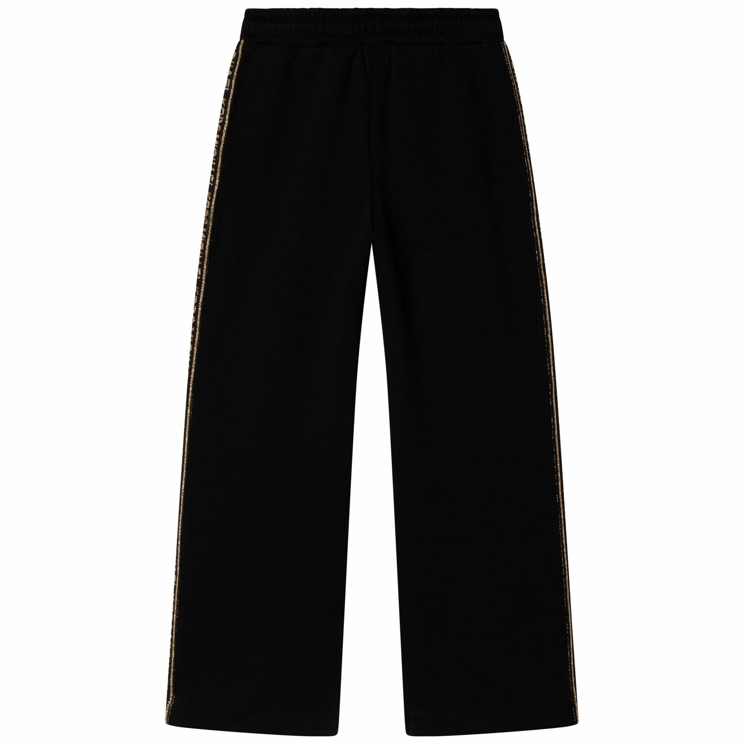 Girls Black Logo Trousers, 1, hi-res