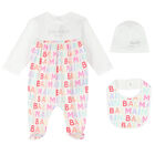 Baby Girls White & Ivory Logo Babygrow Set, 1, hi-res