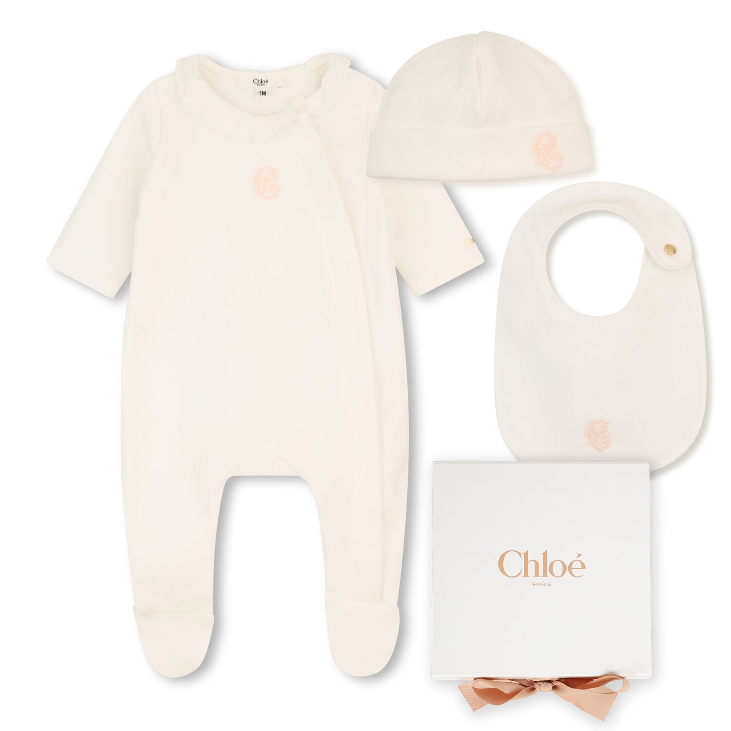 Baby Girls Ivory Logo Babygrow Gift Set, 1, hi-res