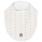 White & Beige Logo Baby Bib, 1, hi-res
