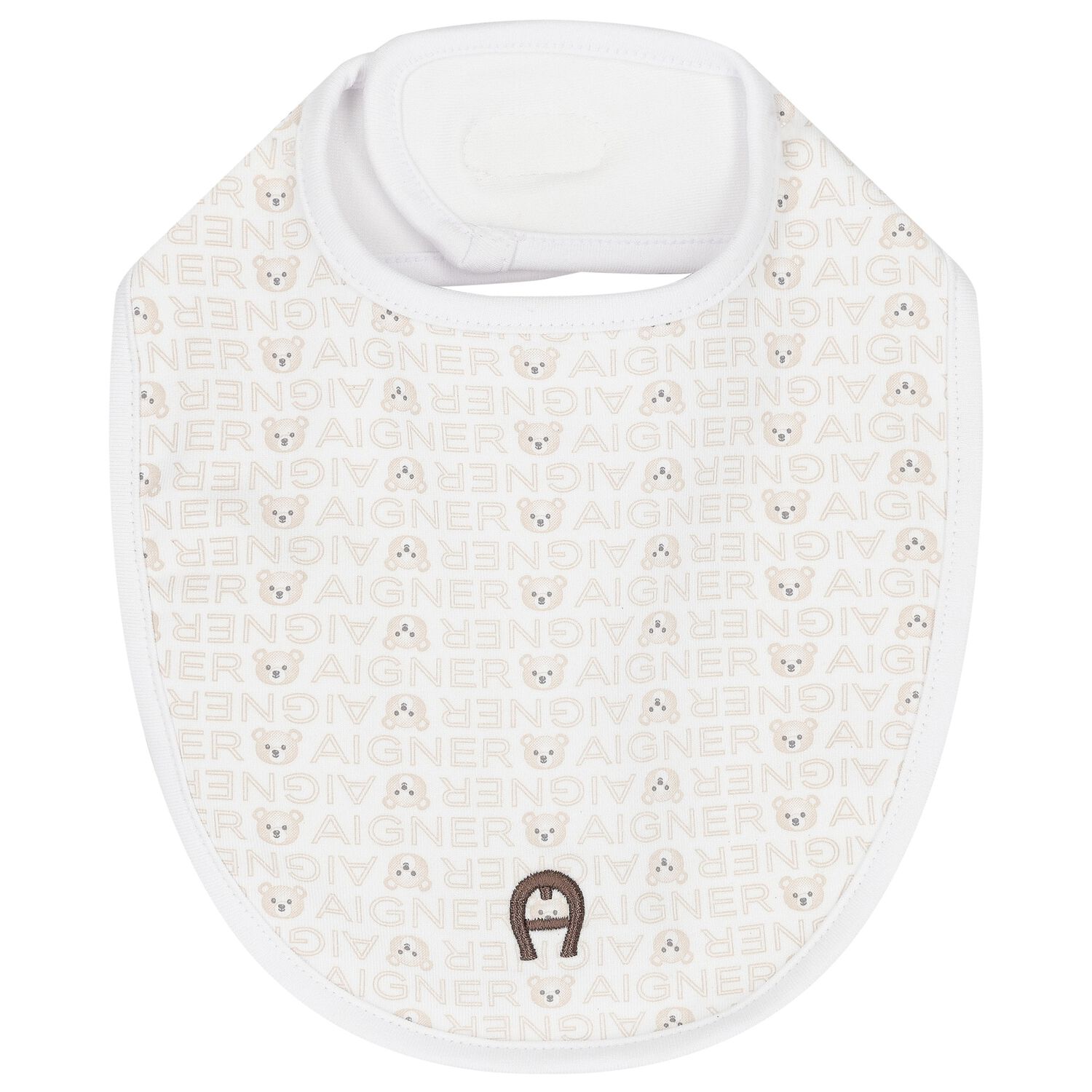 White & Beige Logo Baby Bib, 1, hi-res image number null