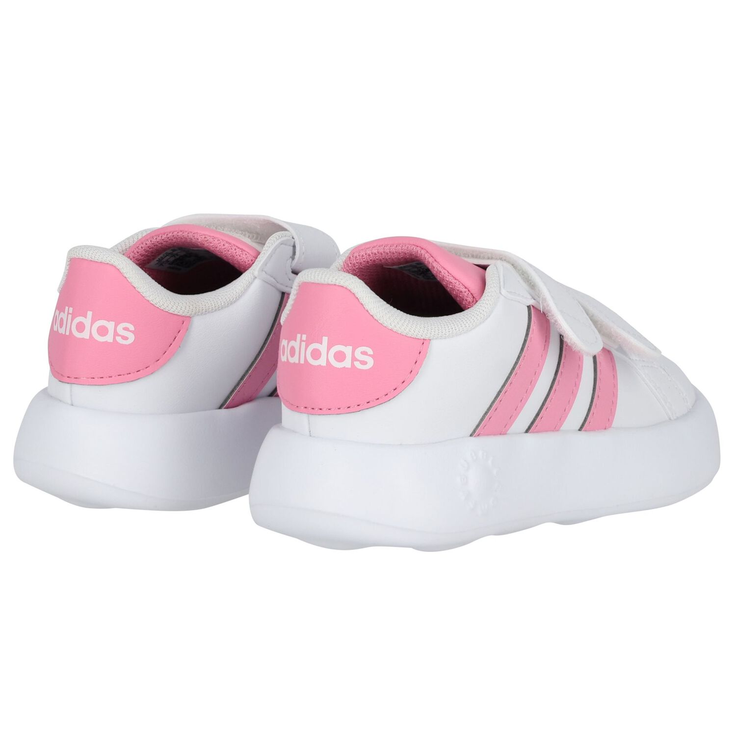 Girls White & Pink Grand Court Trainers, 1, hi-res