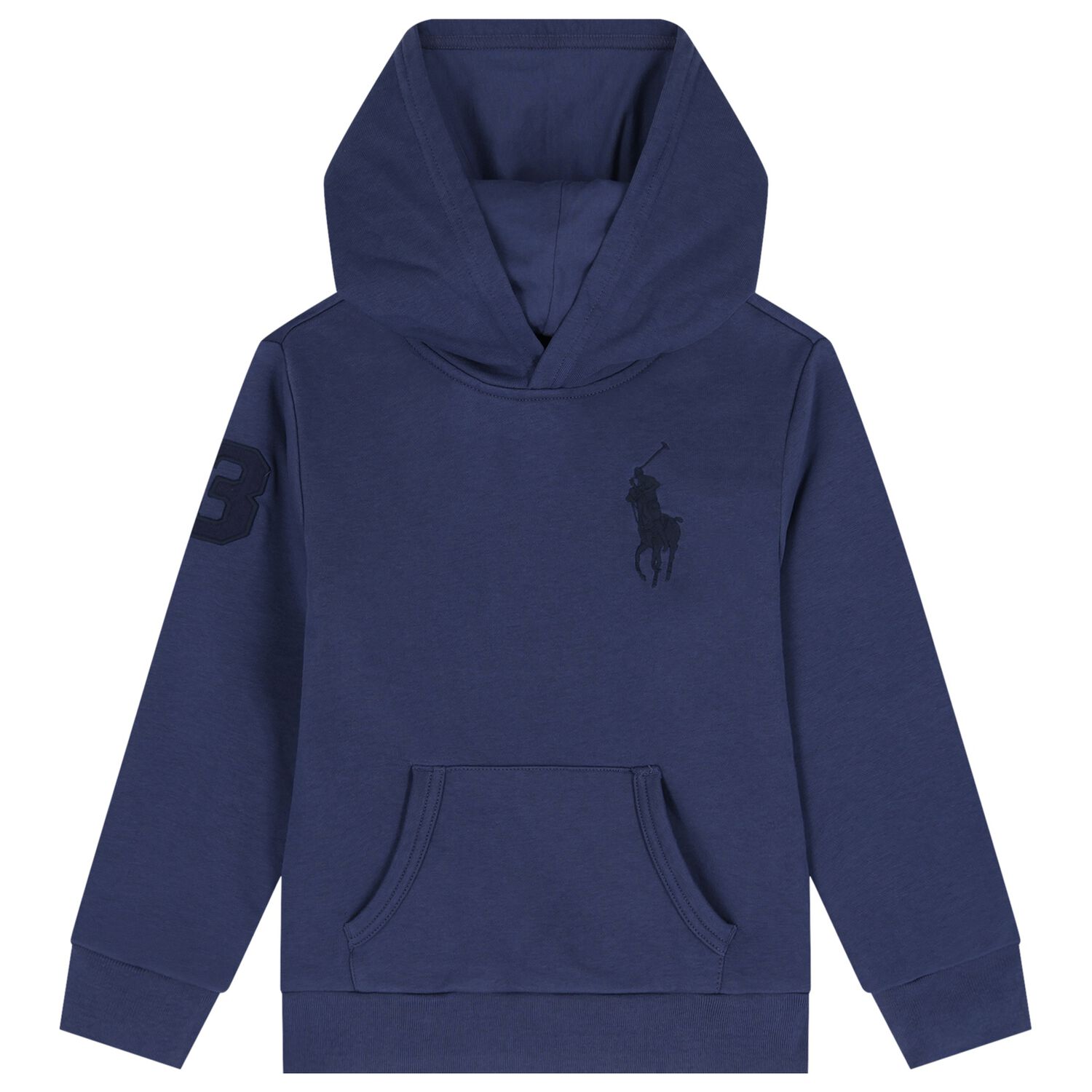 Boys Navy Blue Logo Hooded Top, 1, hi-res