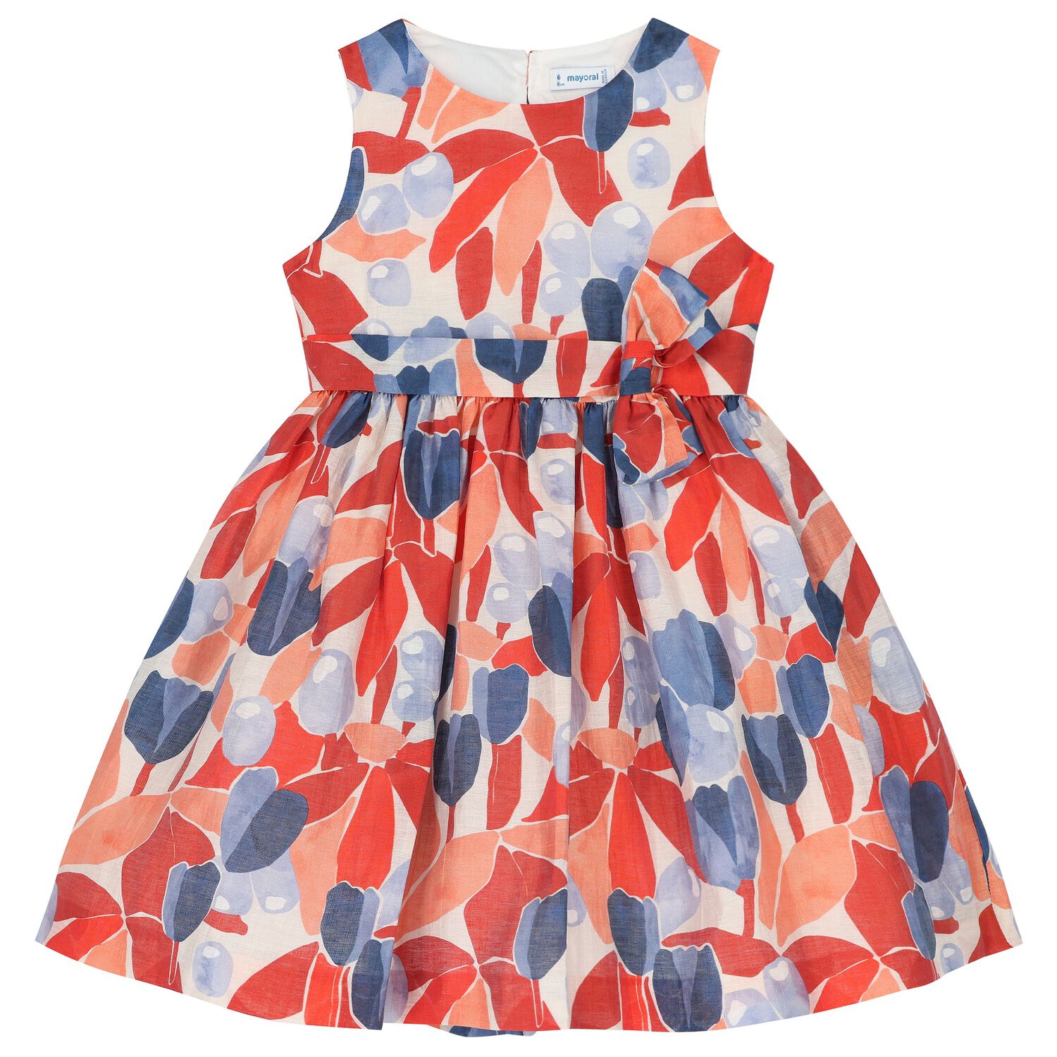 Girls Orange & Blue Floral Dress, 2, hi-res