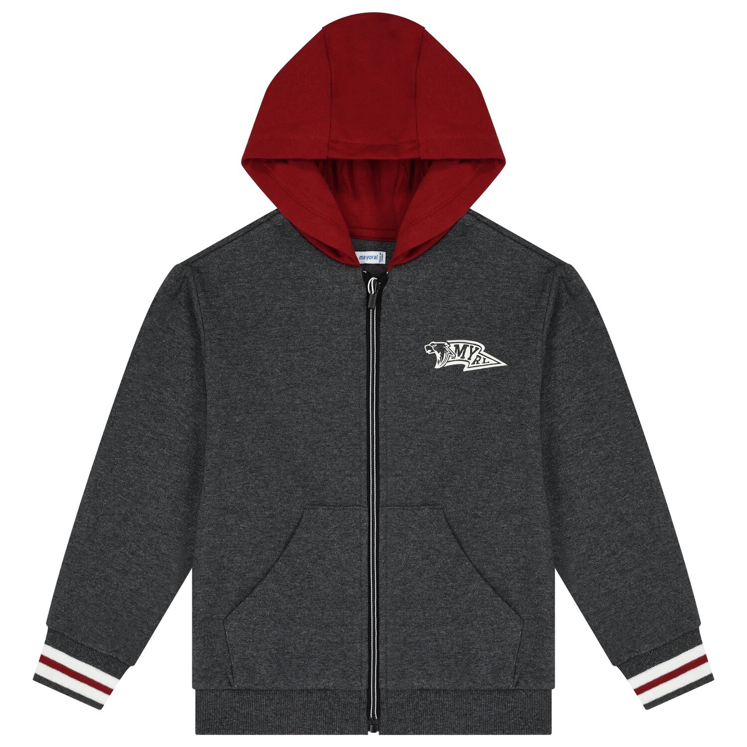 Boys Grey, White & Red Tracksuit (3 Piece), 1, hi-res