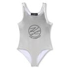 Girls Silver Logo Swimsuit, 1, hi-res