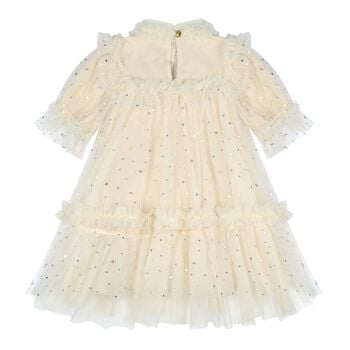 Baby Girls Beige Heart Sparkles Tulle Myrtisa Dress