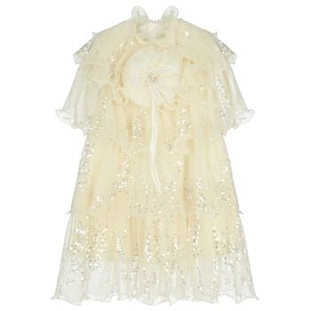 Girls Ivory Sequin Dress