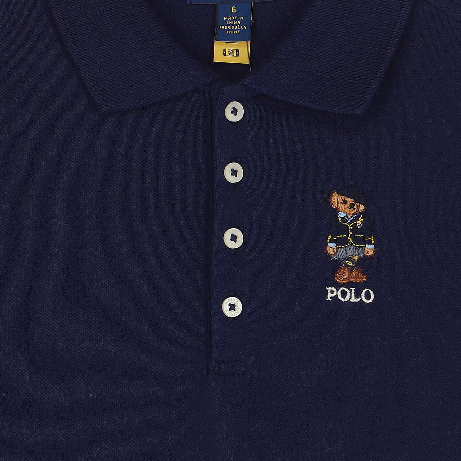 Girls Navy Bear Polo Dress, 1, hi-res