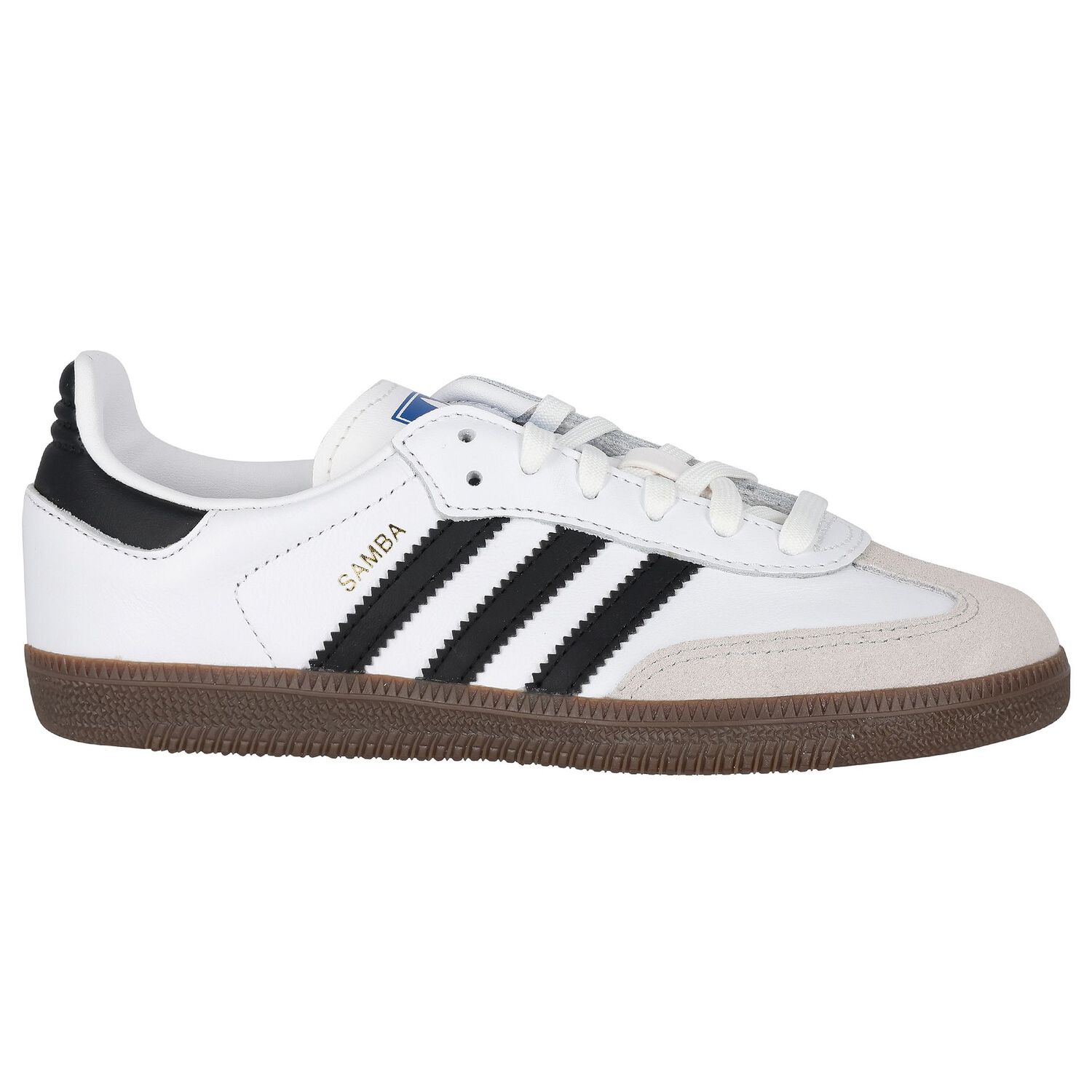 White & Black Logo Samba Trainers, 1, hi-res