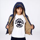Boys Beige Logo Hooded Zip Up Top , 1, hi-res