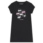 Girls Black Choupette & Karl T-Shirt Dress, 1, hi-res