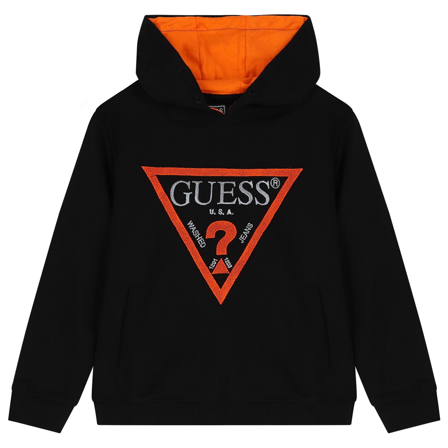 Boys Black Logo Hooded Top, 2, hi-res image number null