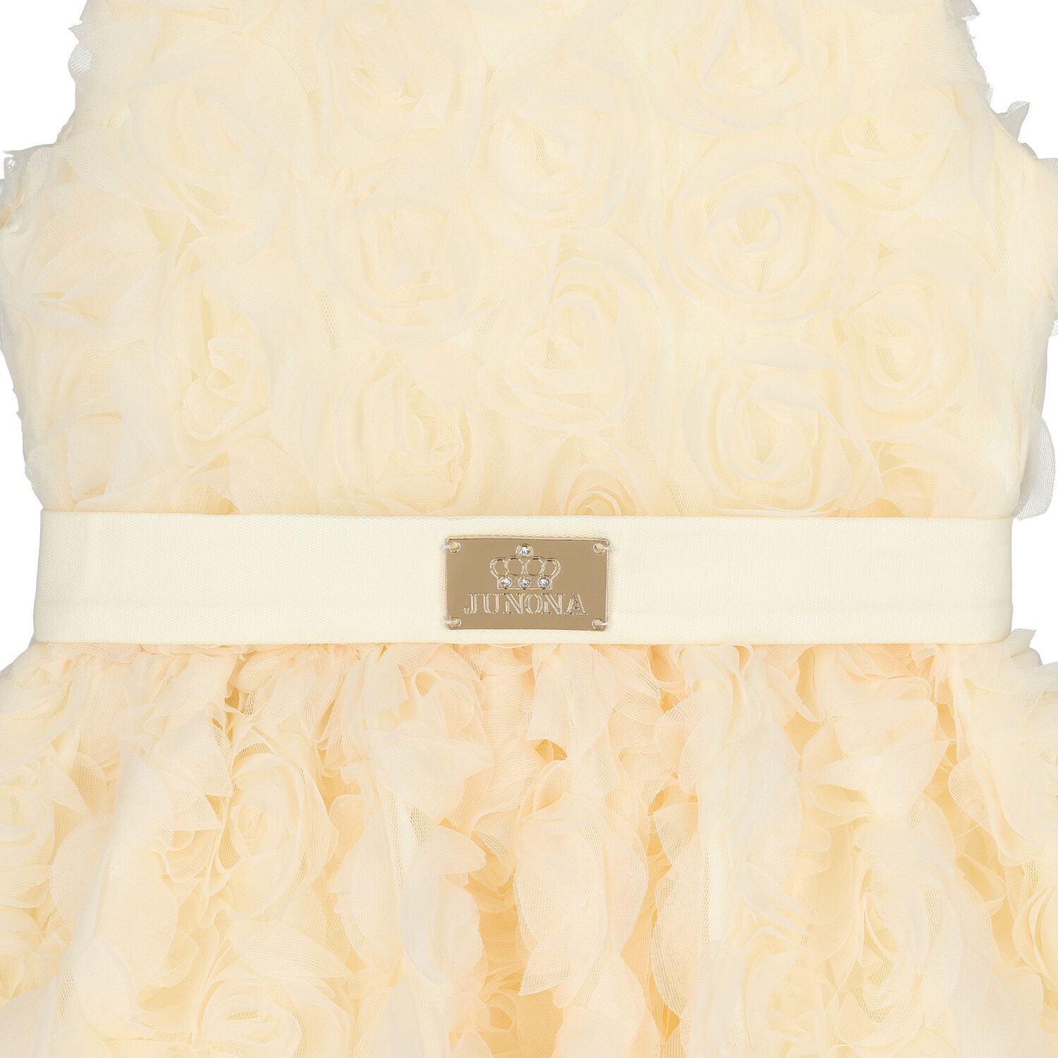 Girls Ivory 3D Flower Dress, 1, hi-res