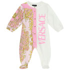 Baby Girls Pink & Ivory Logo Babygrow, 1, hi-res