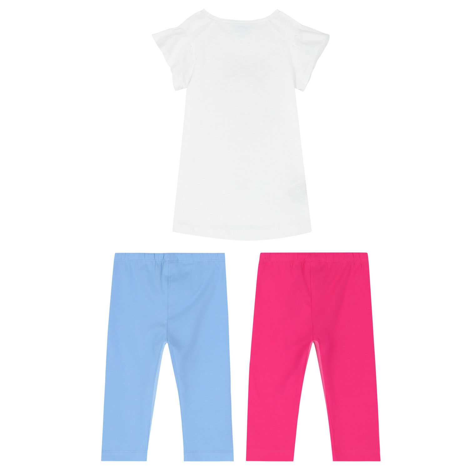Girls White, Pink & Blue Leggings Set, 1, hi-res