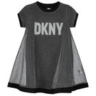 Girls Black & Silver Logo Milano Jersey 2-in-1 Dress, 1, hi-res