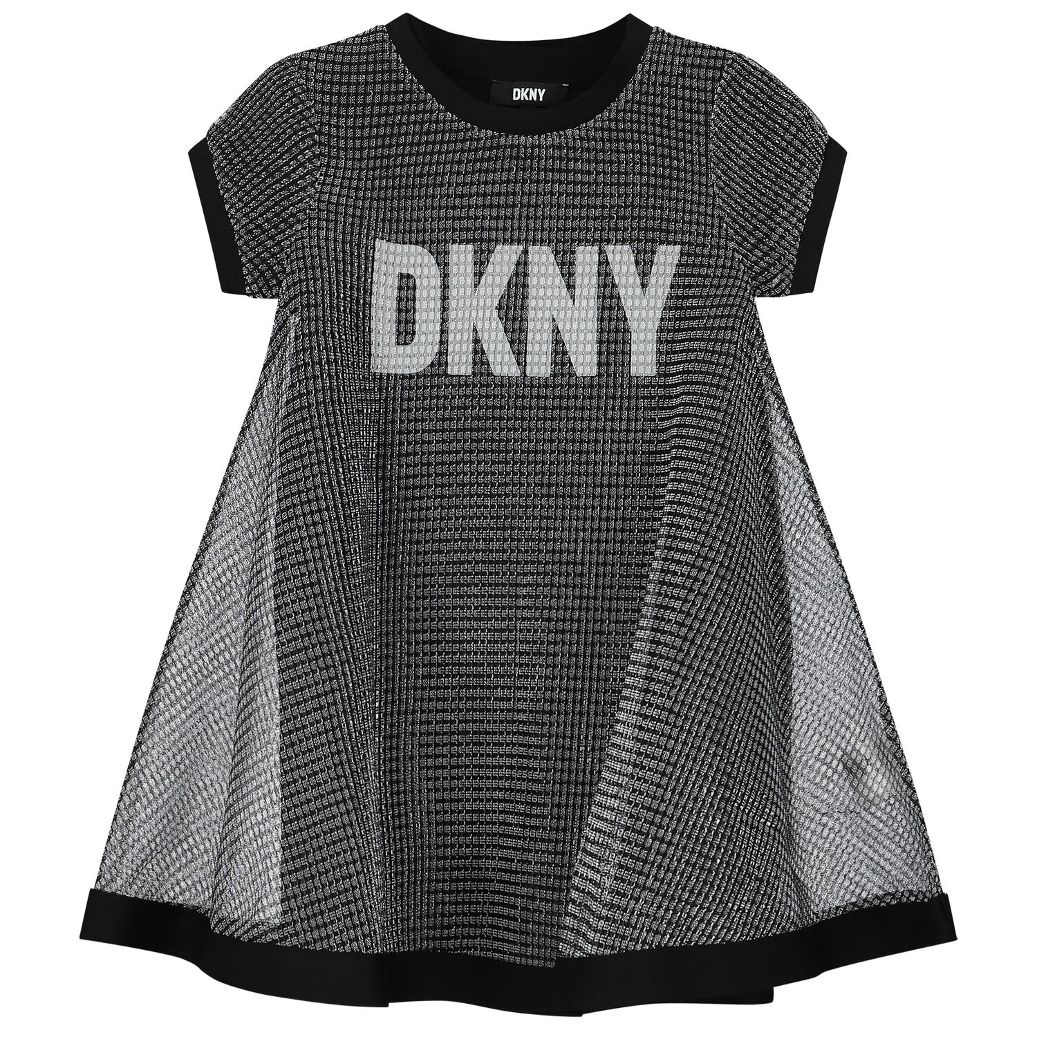 Girls Black & Silver Logo Milano Jersey 2-in-1 Dress, 1, hi-res