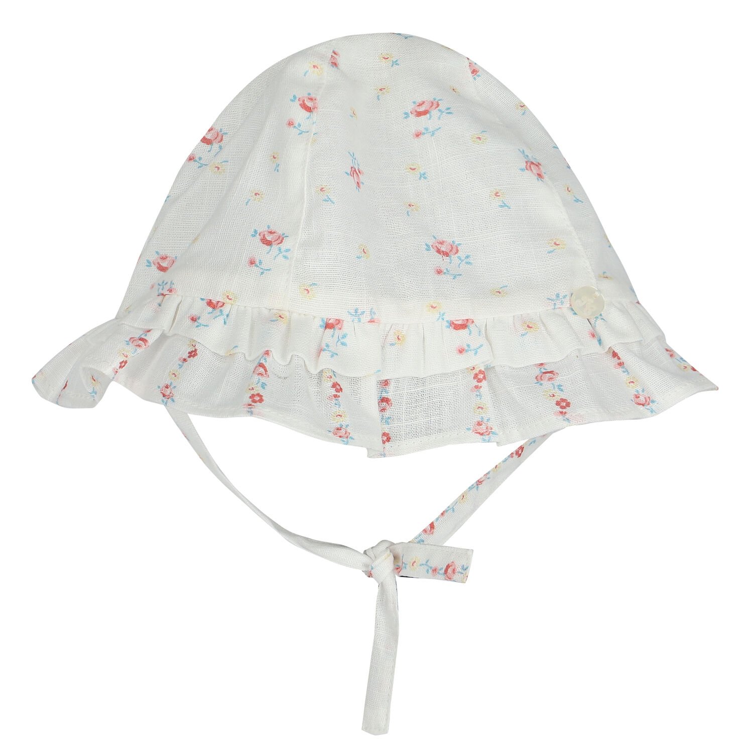 Baby Girls Ivory Floral Hat, 1, hi-res