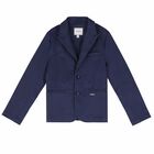 Boys Navy Cotton Jacket, 1, hi-res