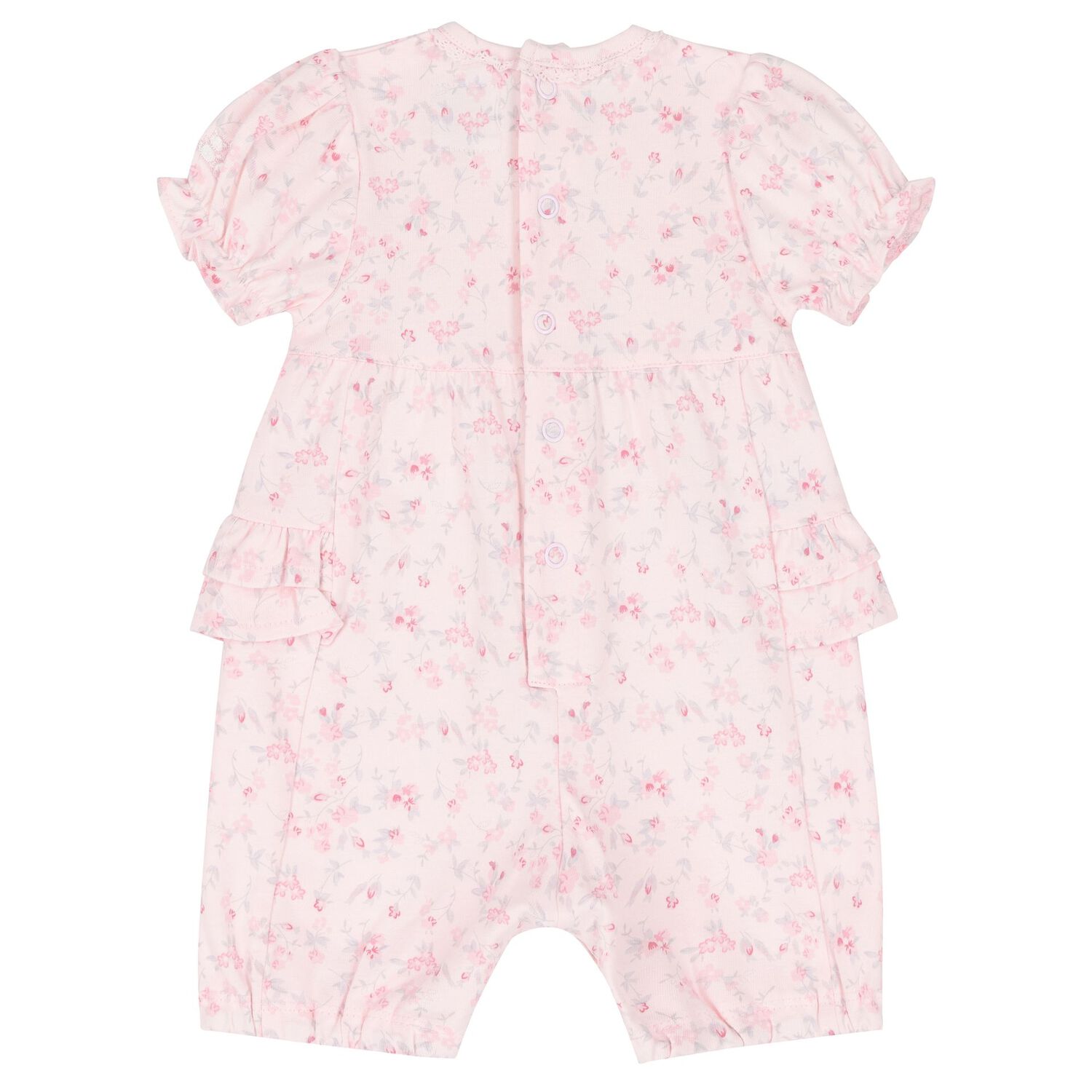Baby Girls Pink Floral Romper, 1, hi-res
