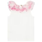 Girls White & Pink Ruffle Top, 1, hi-res