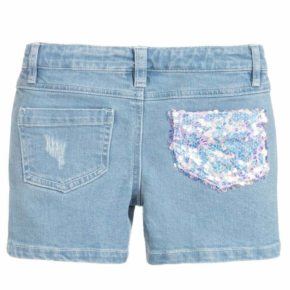 Girls sequin shop denim shorts
