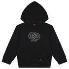 Boys Black Logo Hooded Top, 1, hi-res