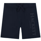 Boys Navy Logo Shorts, 1, hi-res