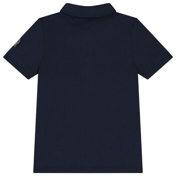 Boys White & Navy Blue Logo Polo Shirt