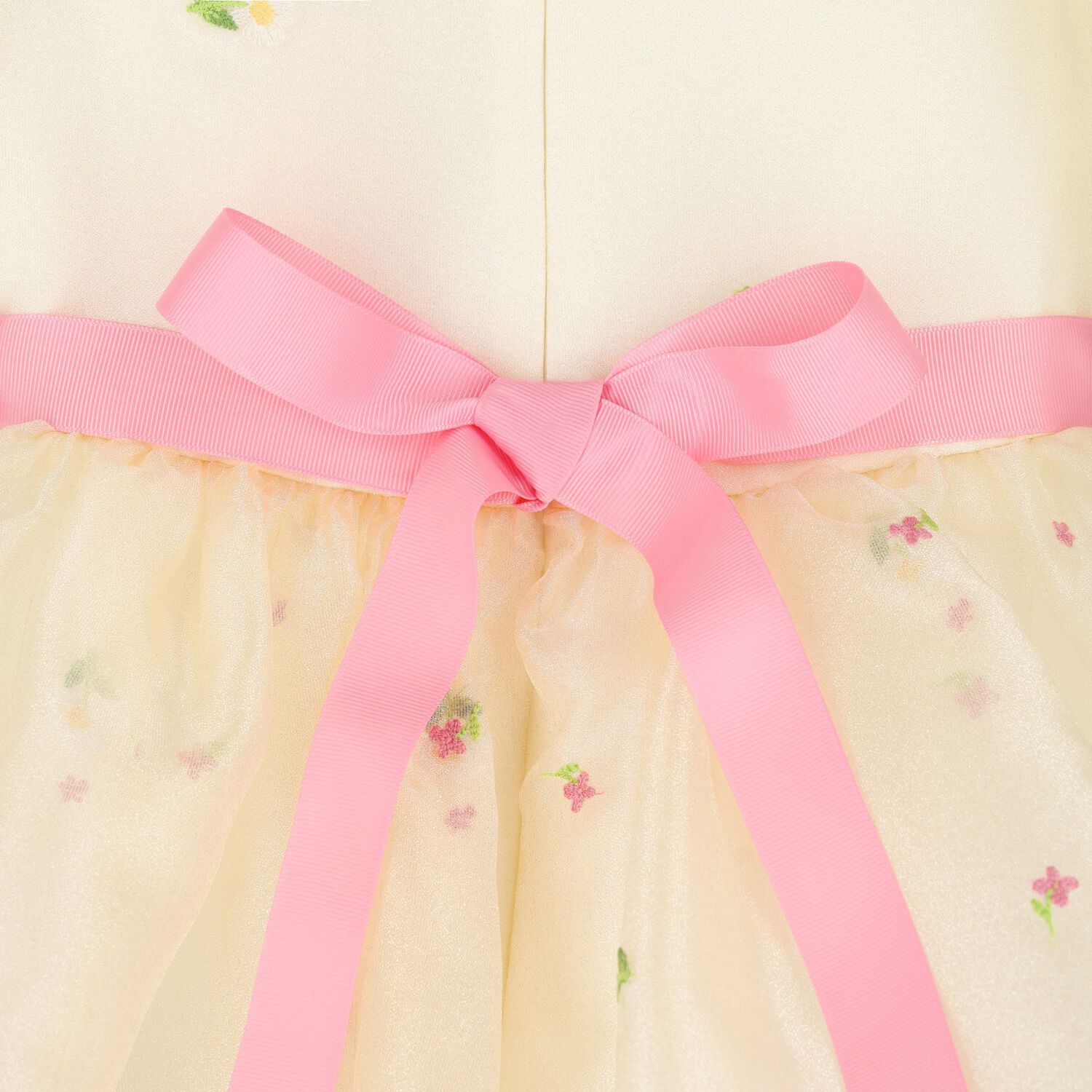 Girls Ivory Embroidered Floral Dress, 1, hi-res